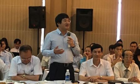 Doanh nhân Phạm Đình Đoàn, Chủ tịch Tập đoàn Phú Thái phát biểu tại buổi đối thoại - Ảnh: Mỹ An.