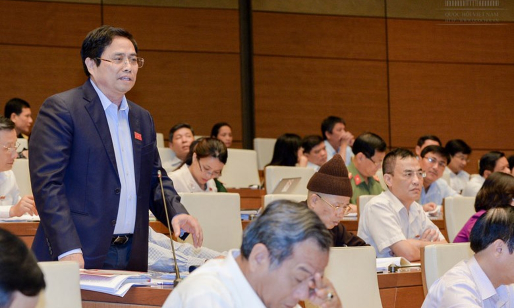 Trưởng ban Tổ chức Trung ương Phạm Minh Chính phát biểu tại Quốc hội.