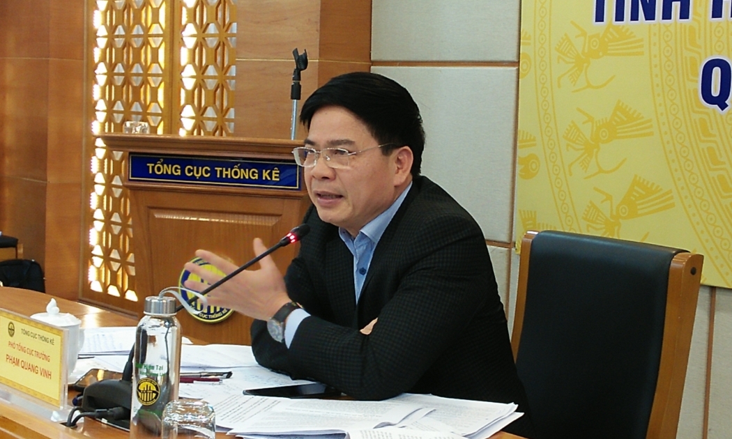 Ông Phạm Quang Vinh, Phó Tổng cục trưởng Tổng cục Thống kê tại họp báo sáng 6/1. Ảnh - N.Dương.