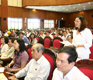 Đại biểu Phạm Thị Loan: Tôi không hài lòng với trả lời của Bộ trưởng - Ảnh: TTXVN.