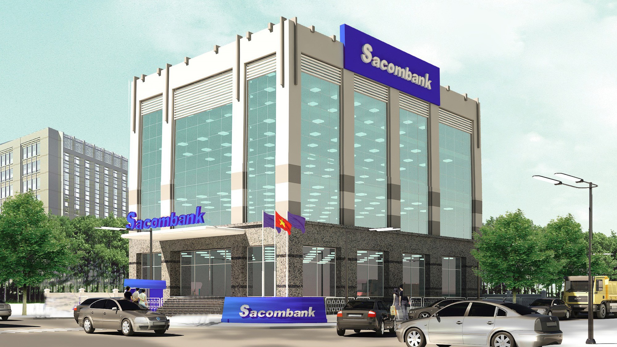 Phối cảnh hình ảnh chi nhánh của Sacombank tại Lào Cai.