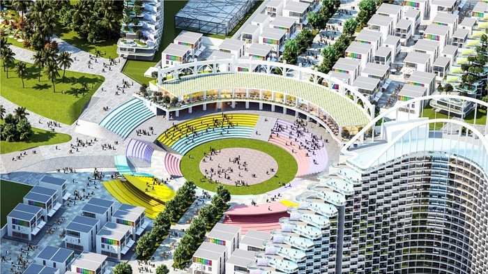Khu vực khán đài The Arena có thiết kế giống kiểu hình tròn mô phỏng giống như các đấu trường Colosseum thời La Mã.