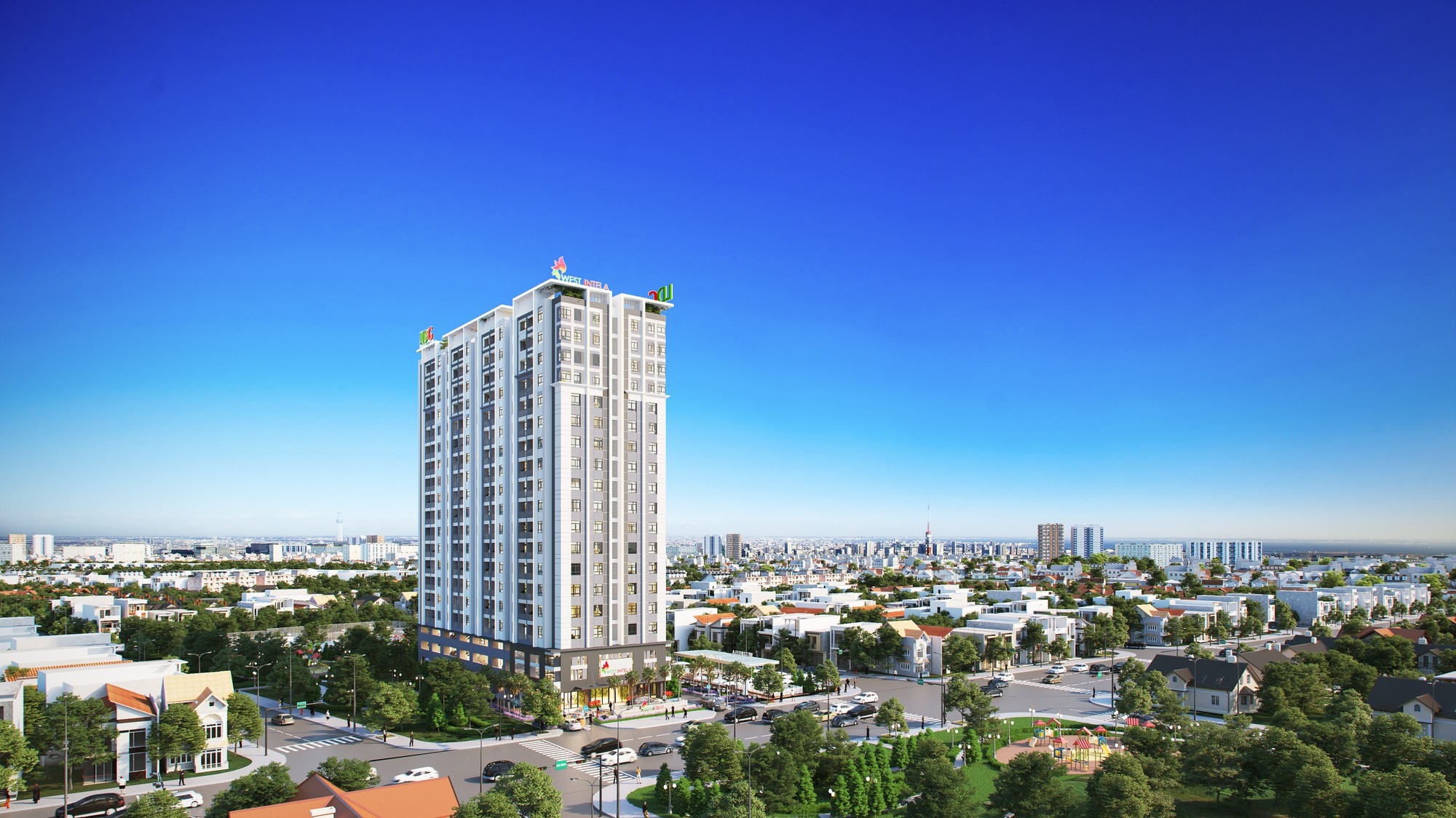 Phối cảnh khu căn hộ thông minh hướng sông West Intela.