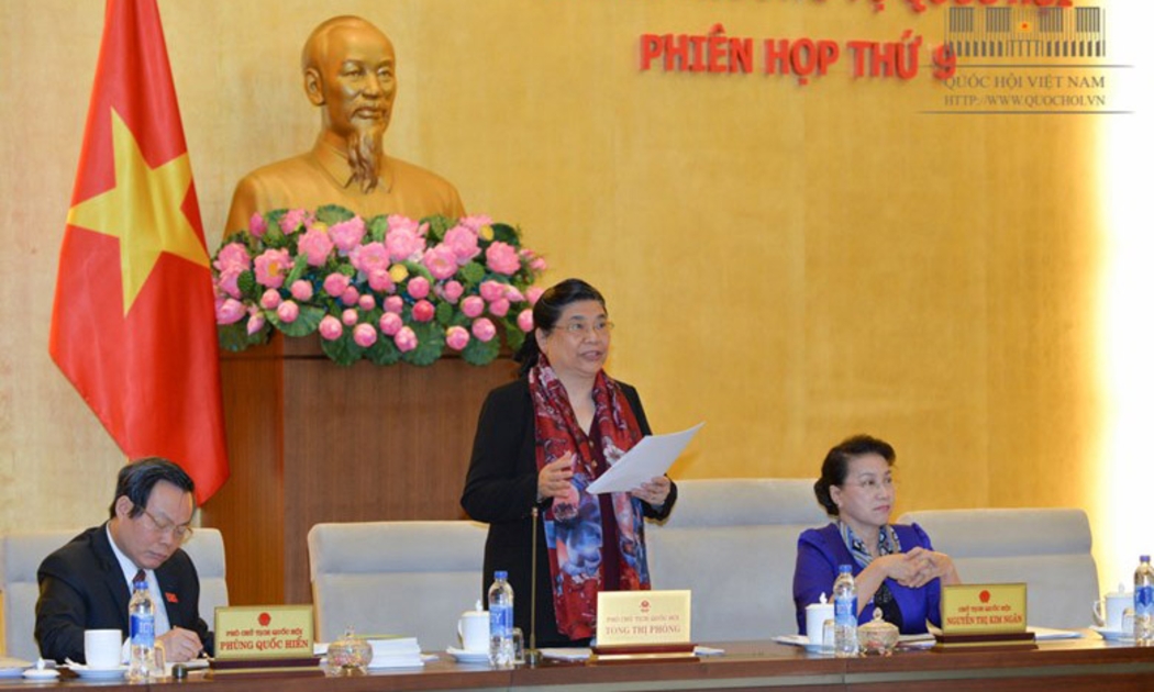 <div>Phó chủ tịch Quốc hội Tòng Thị Phóng phát biểu tại phiên thảo luận.</div><div><br></div>