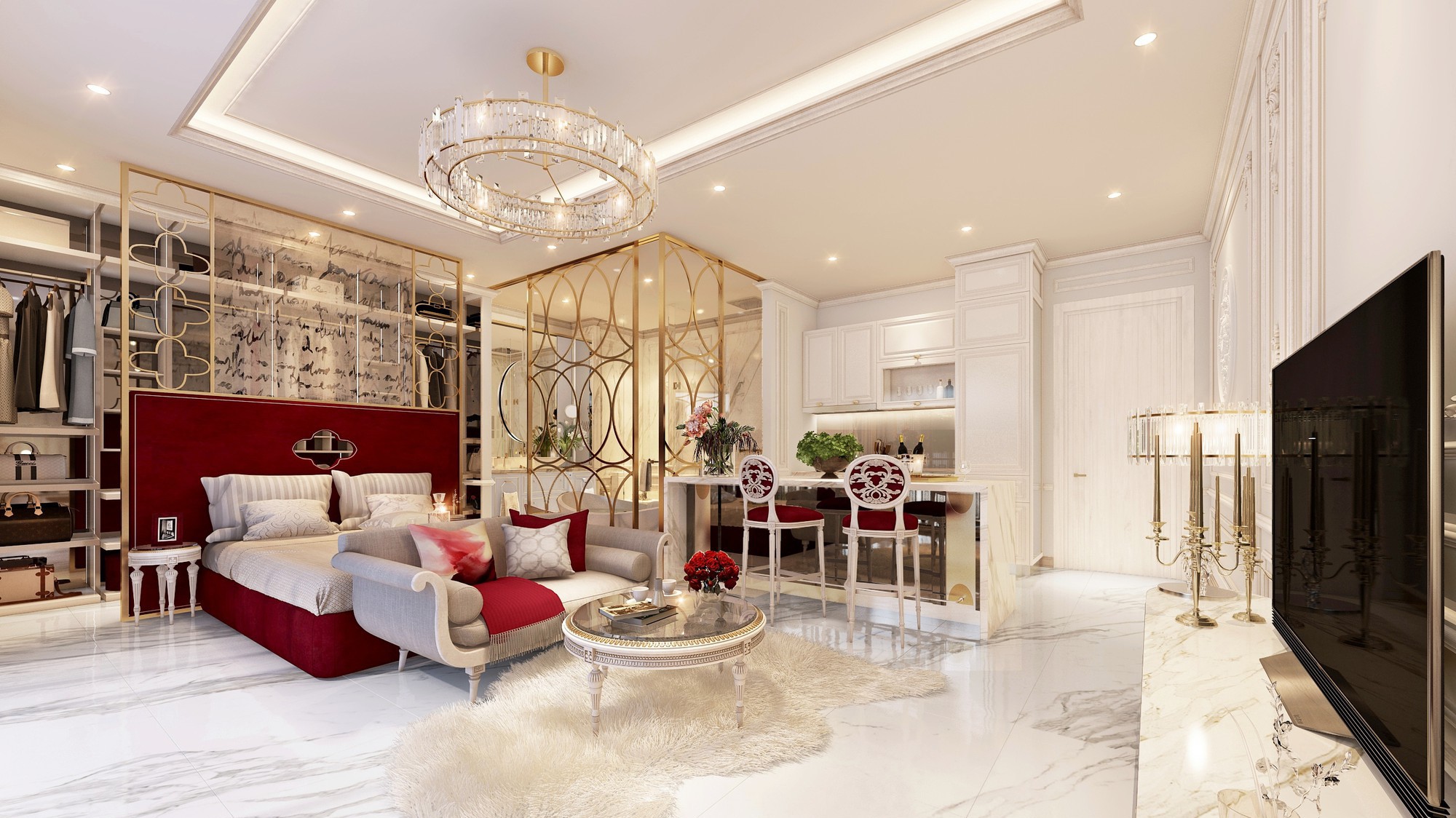 Phong cách tân cổ điển được Phuc Khang Corporation chắt lọc và ứng dụng trong thành Rome phương Đông, biến nơi đây thành một không gian nghệ thuật.