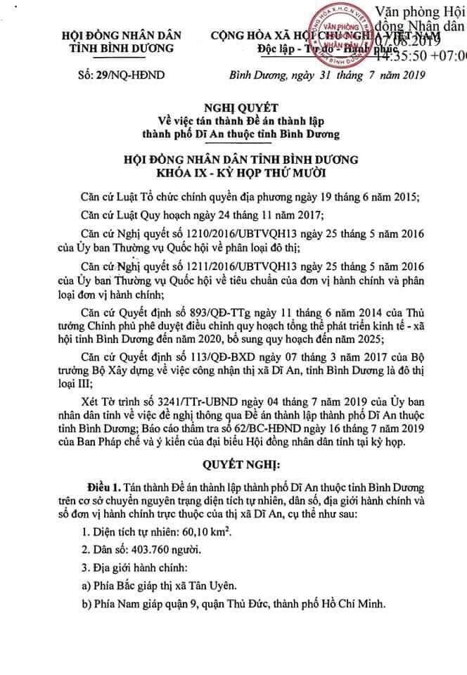 Bình Dương chính thức phê duyệt đề án thành lập Thành phố Dĩ An - Ảnh 1.