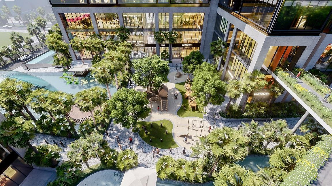 Một góc phối cảnh phân khu Home Resort tại Sunshine City Sài Gòn với khu vui chơi cho trẻ.