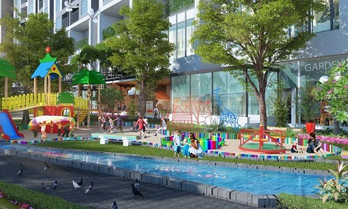 Tại Imperia Sky Garden, khu vui chơi ngoài trời rộng rãi được đầu tư cho trẻ nhỏ. 