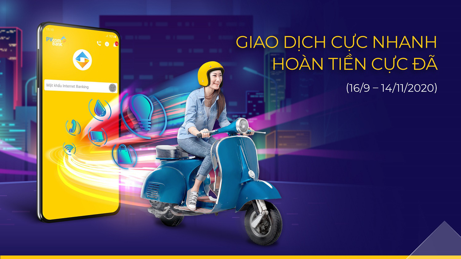 Hoàn tiền tới 10% giá trị giao dịch khi thanh toán qua kênh ngân hàng số.