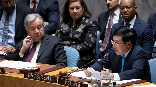 Phó Thủ tướng, Bộ trưởng Ngoại giao Phạm Bình Minh chủ trì phiên thảo luận mở cấp Bộ trưởng của Hội đồng Bảo an Liên Hợp Quốc - Ảnh: Bộ Ngoại giao.