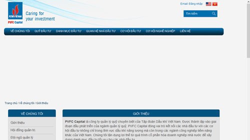 Trang web của Công ty cổ phần quản lý quỹ Ngân hàng Thương mại cổ phần Đại chúng Việt Nam.