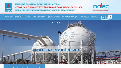 Trang web của Công ty Cổ phần Xây lắp Đường ống Bể chứa Dầu khí (mã chứng khoán PXT).