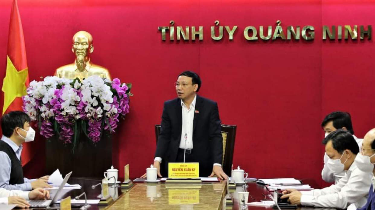 Bí thư Tỉnh uỷ Quảng Ninh Nguyễn Xuân Ký phát biểu tại cuộc làm việc. Ảnh - Trung Sơn.  