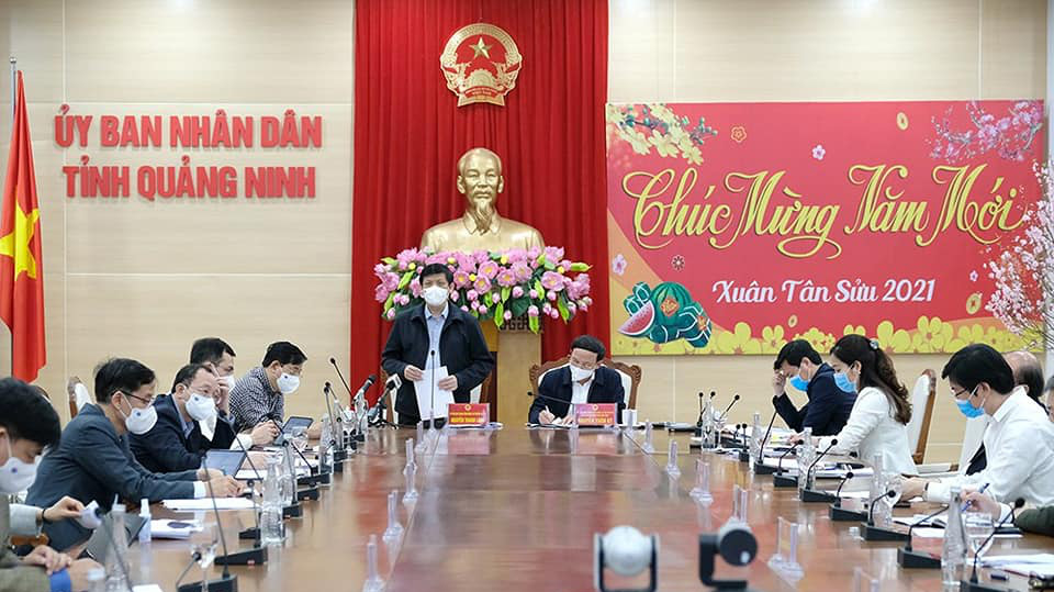 Bộ trưởng Bộ Y tế Nguyễn Thanh Long làm việc với tỉnh Quảng Ninh ngày 7/2. Ảnh - Trần Minh.