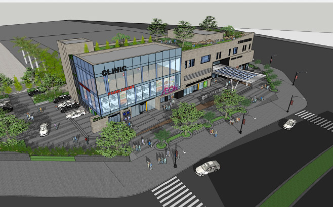 Phối cảnh Trung tâm thương mại, dịch vụ và chăm sóc sức khỏe 3 Sơn tại Gamuda Gardens.