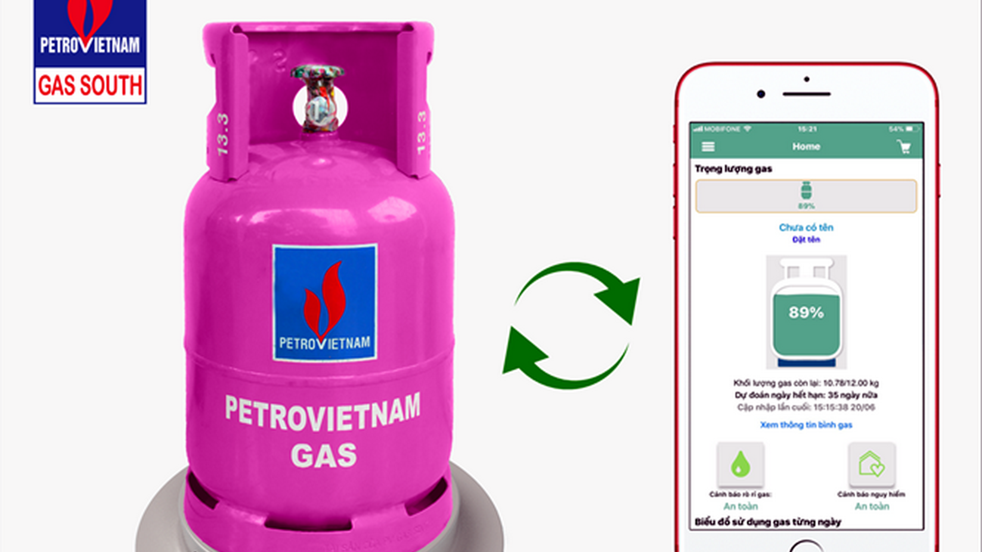 Chân đế bình gas "Robot Gas", sau khi lắp đặt, sẽ kết nối bình gas đang sử dụng đến điện thoại hoặc thiết bị công nghệ thông minh của khách hàng, thông qua ứng dụng mang tên "iGas".