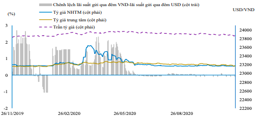 Diễn biến tỷ gia USD/VND trong 1 năm gần đây. Nguồn: BVSC.