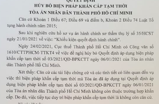 Văn bản của Toà án nhân dân Tp.HCM.