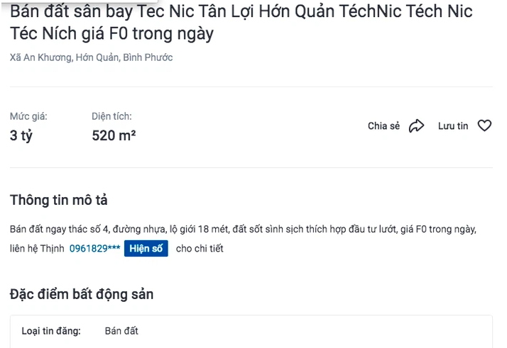 Sân bay Téc Ních còn nằm trên giấy, cò đã thổi giá đất dựng đứng.