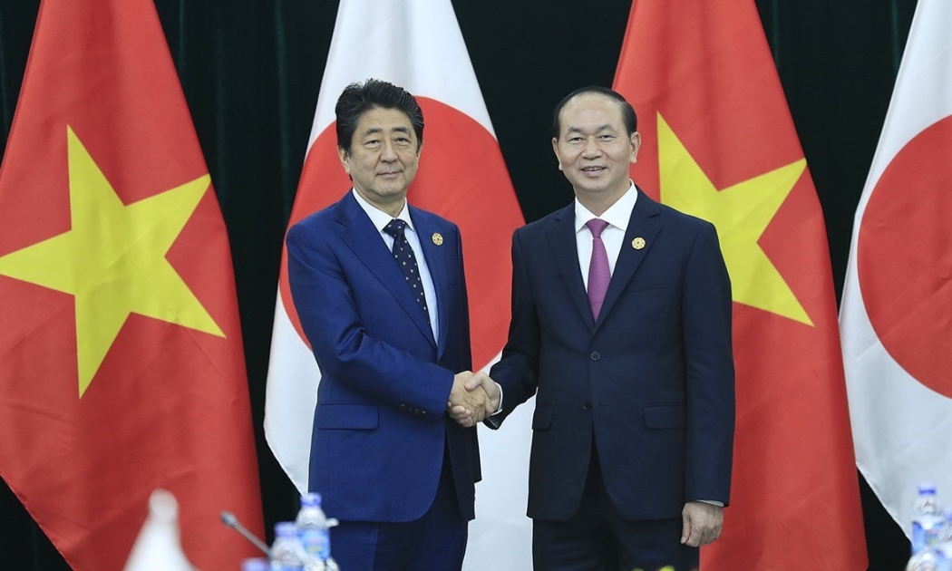 Chủ tịch nước Trần Đại Quang tiếp Thủ tướng Nhật Bản Shinzo Abe.
