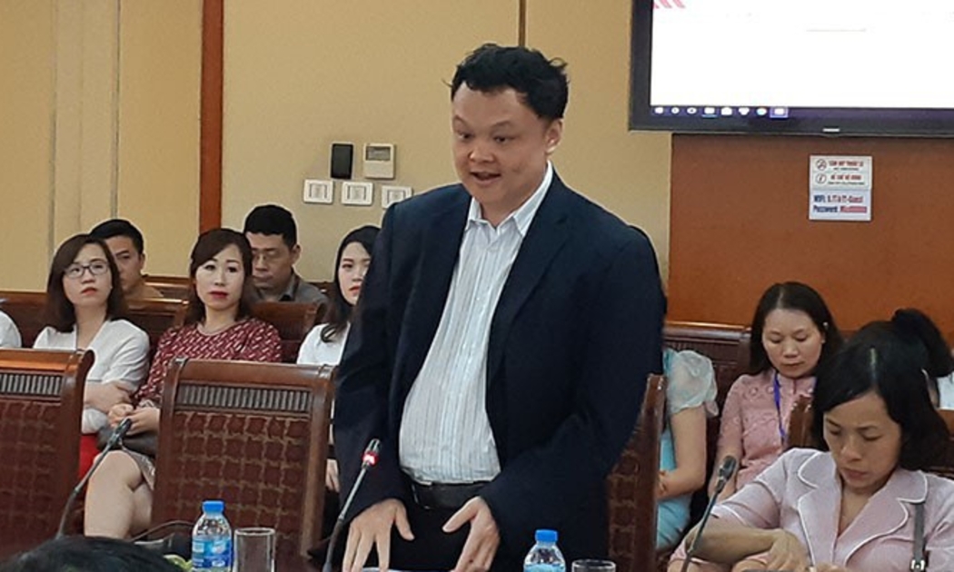 Ông Nguyễn Thế Tân, Tổng giám đốc Công ty Cổ phần VCCorp chia sẻ tại buổi họp báo về Diễn đàn quốc gia phát triển doanh nghiệp công nghệ Việt Nam.