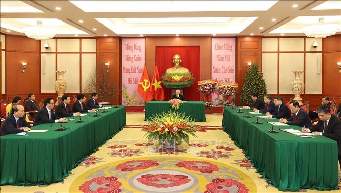 Quang cảnh điện đàm - Ảnh: TTXVN