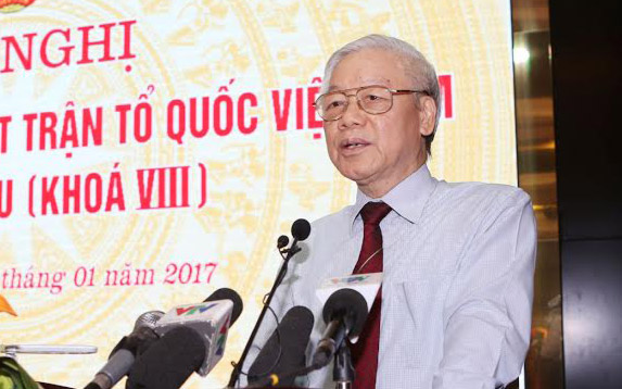 Tổng bí thư phát biểu tại&nbsp;<span style="font-family: 'Times New Roman'; font-size: 15px;">hội nghị lần thứ sáu Uỷ ban Trung ương Mặt trận Tổ quốc Việt Nam,</span>