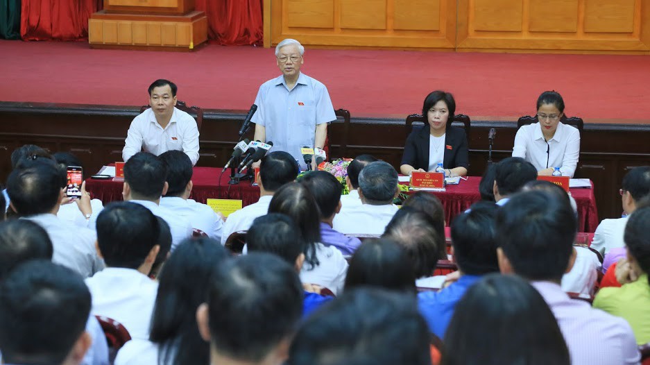 Một buổi tiếp xúc cử tri của Tổng bí thư tại Hà Nội, nơi Tổng bí thư ứng cử đại biểu Quốc hội.