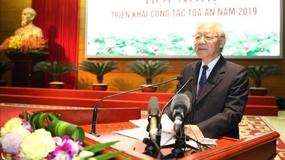 Tổng bí thư, Chủ tịch nước Nguyễn Phú Trọng phát biểu tại hội nghị - Ảnh: TTXVN 