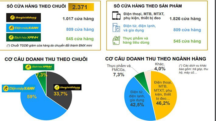 Số lượng cửa hàng và cơ cấu doanh thu tính đến cuối tháng 5/2019 của Công ty Cổ phần Đầu tư Thế giới Di động.