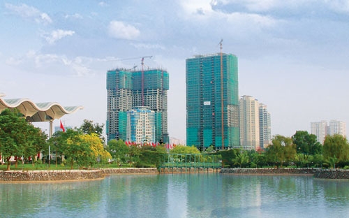 Dự án Thang Long Number One nhìn từ Trung tâm Hội nghị Quốc gia.<br>