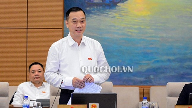 Chủ nhiệm Uỷ ban Kinh tế Vũ Hồng Thanh trình bày báo cáo thẩm tra.