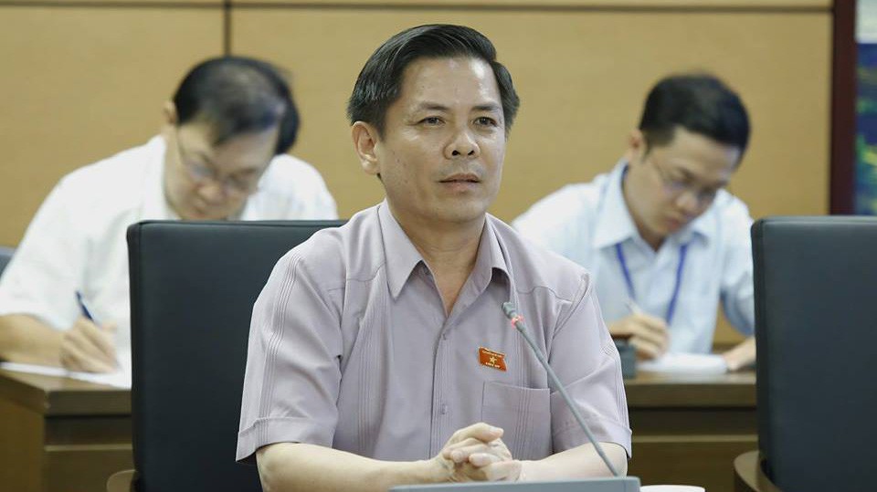 Bộ trưởng Bộ Giao thông vận tải Nguyễn Văn Thể trong phiên thảo luận tổ - Ảnh: Quang Phúc.