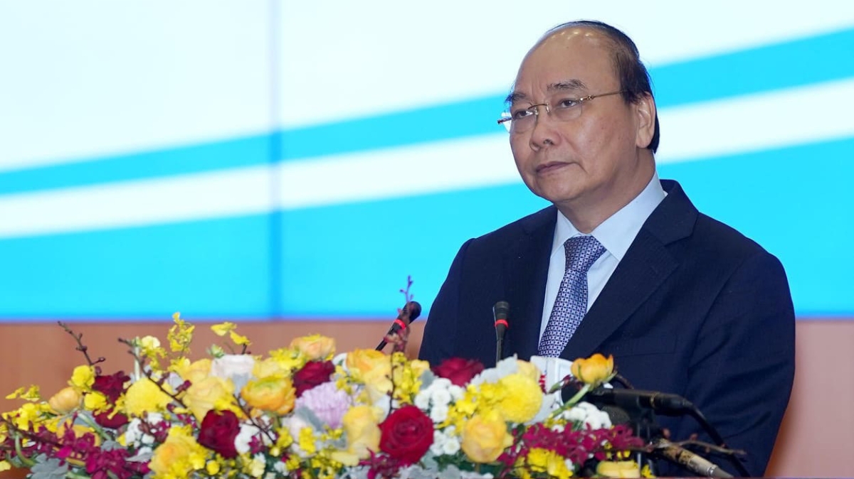 “Chúng ta đang nói đến khát vọng hùng cường của Việt Nam, vậy thì ngành tài chính với 7 vạn người đóng góp vào sự khát vọng này như thế nào?”, Thủ tướng đặt câu hỏi - Ảnh: Quang Phúc