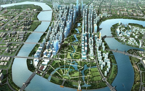 Phối cảnh tổng thể khu đô thị mới Thủ Thiêm.