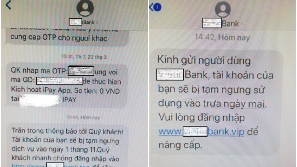 Các tin nhắn mạo danh ngân hàng đi lừa đảo ngày càng nở rộ