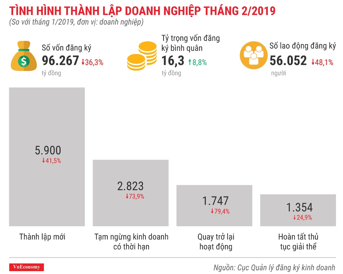 Toàn cảnh bức tranh thành lập doanh nghiệp tháng 2/2019 - Ảnh 1.