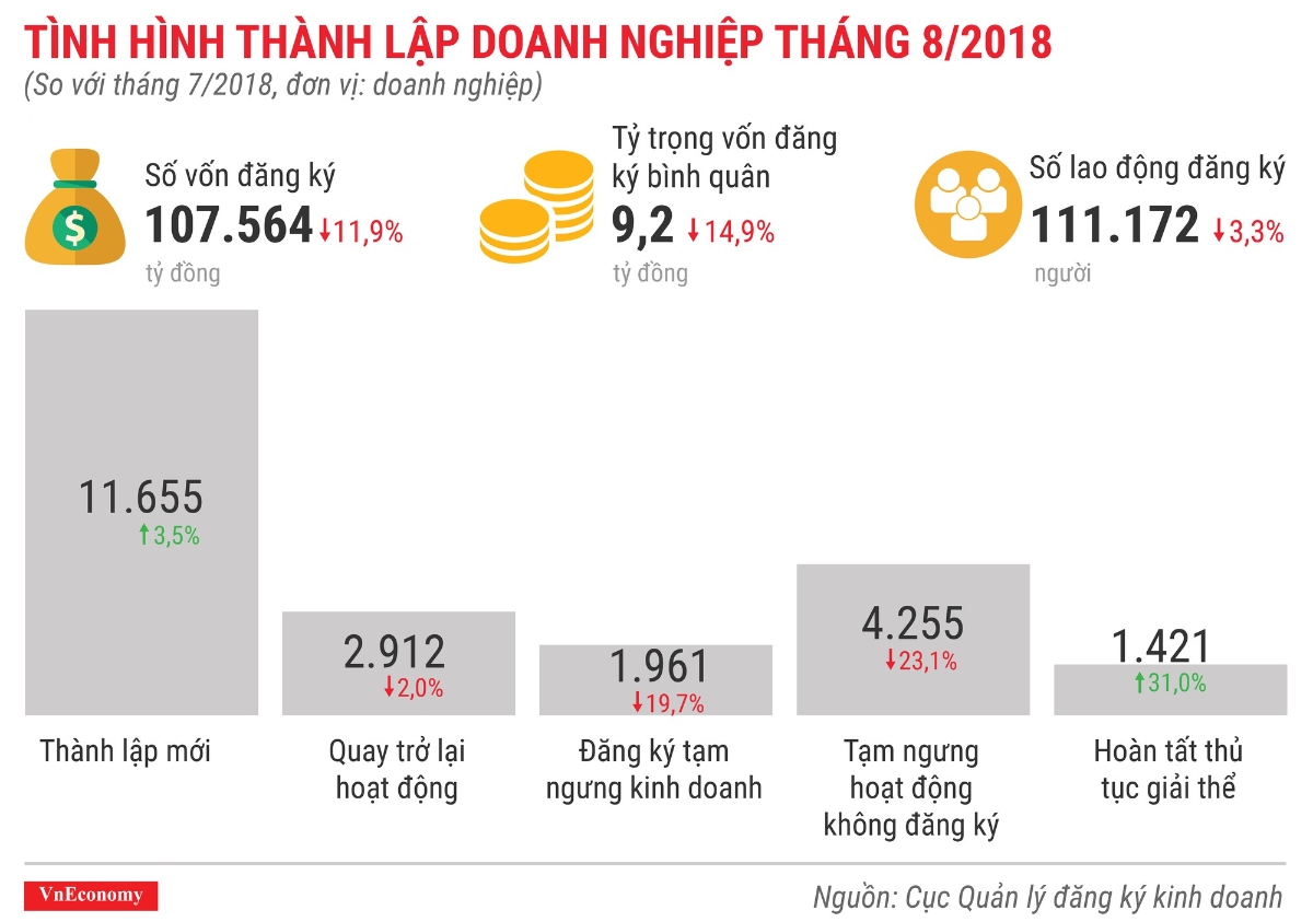 Toàn cảnh bức tranh thành lập doanh nghiệp tháng 8/2018 - Ảnh 1.