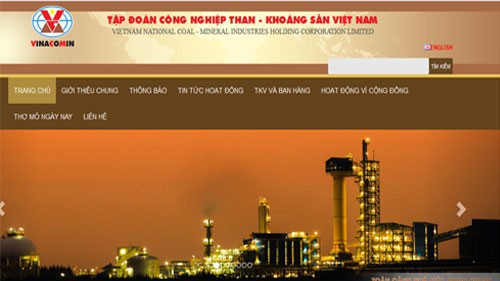 Trang web của Tập đoàn Công nghiệp Than Khoáng sản Việt Nam – Vinacomin.
