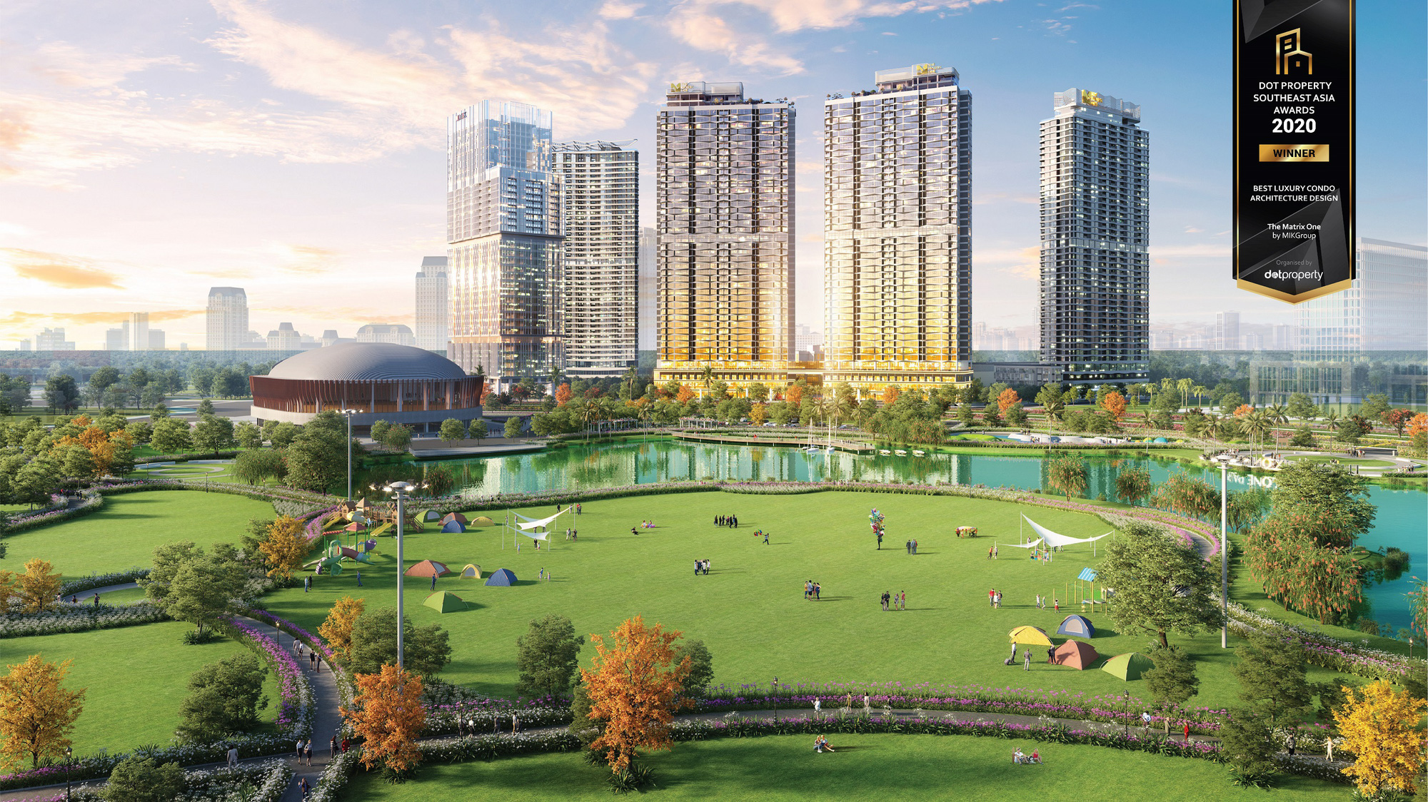 Vẻ đẹp sang trọng, hiện đại của tổ hợp hạng A The Matrix One bên công viên cảnh quan rộng 14ha.