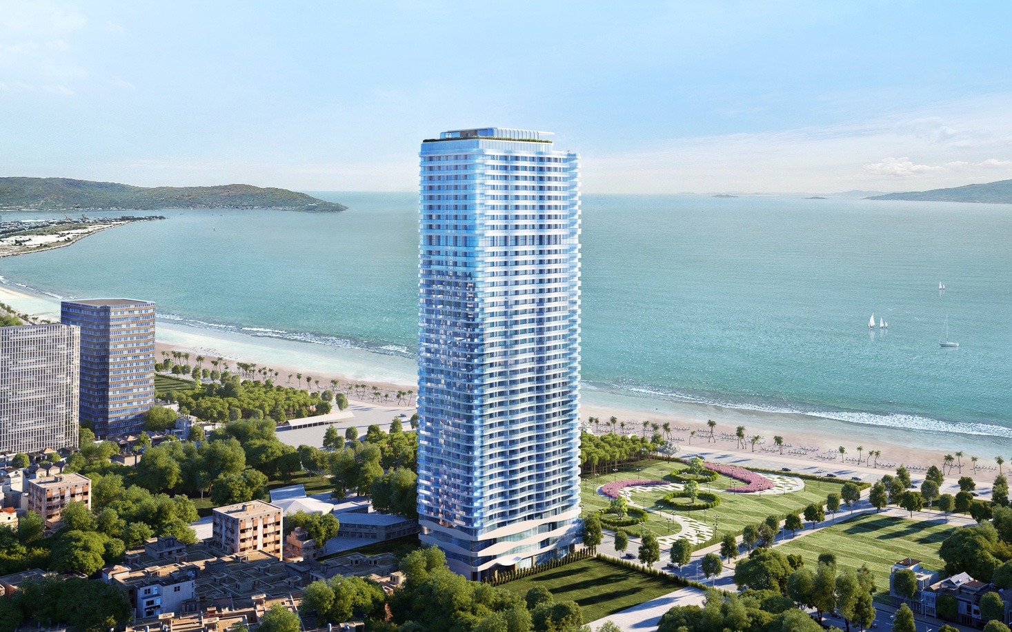 Phối cảnh thiết kế tổ hợp khách sạn và căn hộ du lịch 5 sao TMS Luxury Hotel & Residences Quy Nhon.