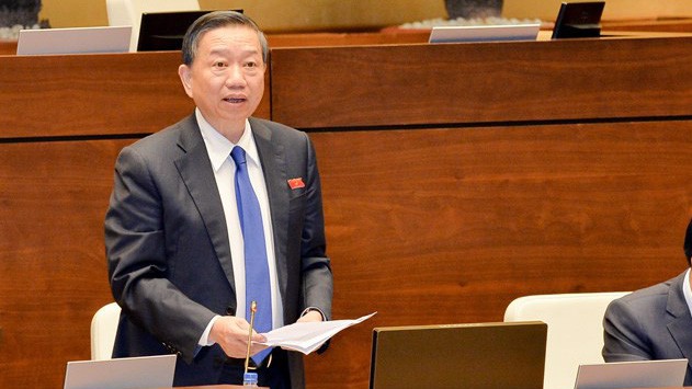 Bộ trưởng Bộ Công an Tô Lâm tại Quốc hội.