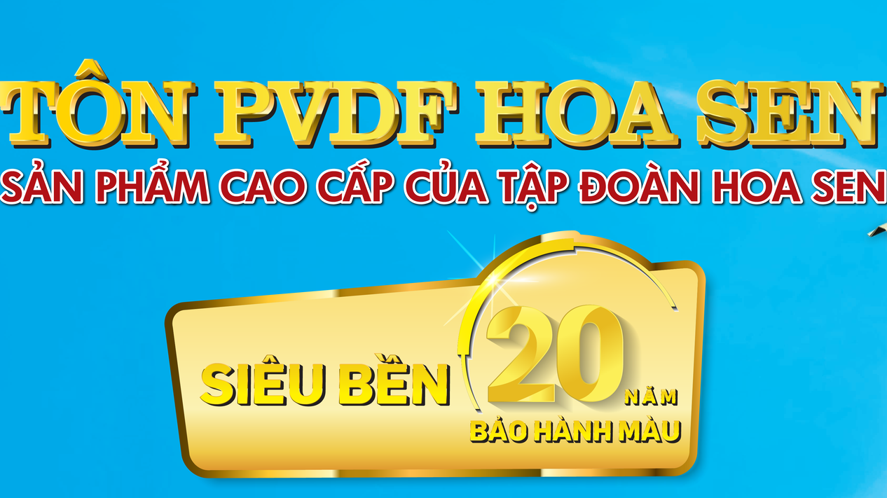 Tôn PVDF Hoa Sen - sản phẩm tôn màu sử dụng hệ sơn PVDF phủ trên nền tôn mạ hợp kim nhôm - kẽm (tôn lạnh) hoặc tôn mạ kẽm (tôn kẽm), có độ bền vượt trội so với các hệ sơn thông thường khác.
