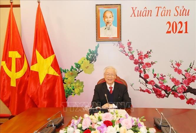 Tổng Bí thư, Chủ tịch Nước Nguyễn Phú Trọng điện đàm trực tiếp với Tổng Bí thư Lào Thongloun Sisoulith ngày 16/1 - Ảnh: TTXVN