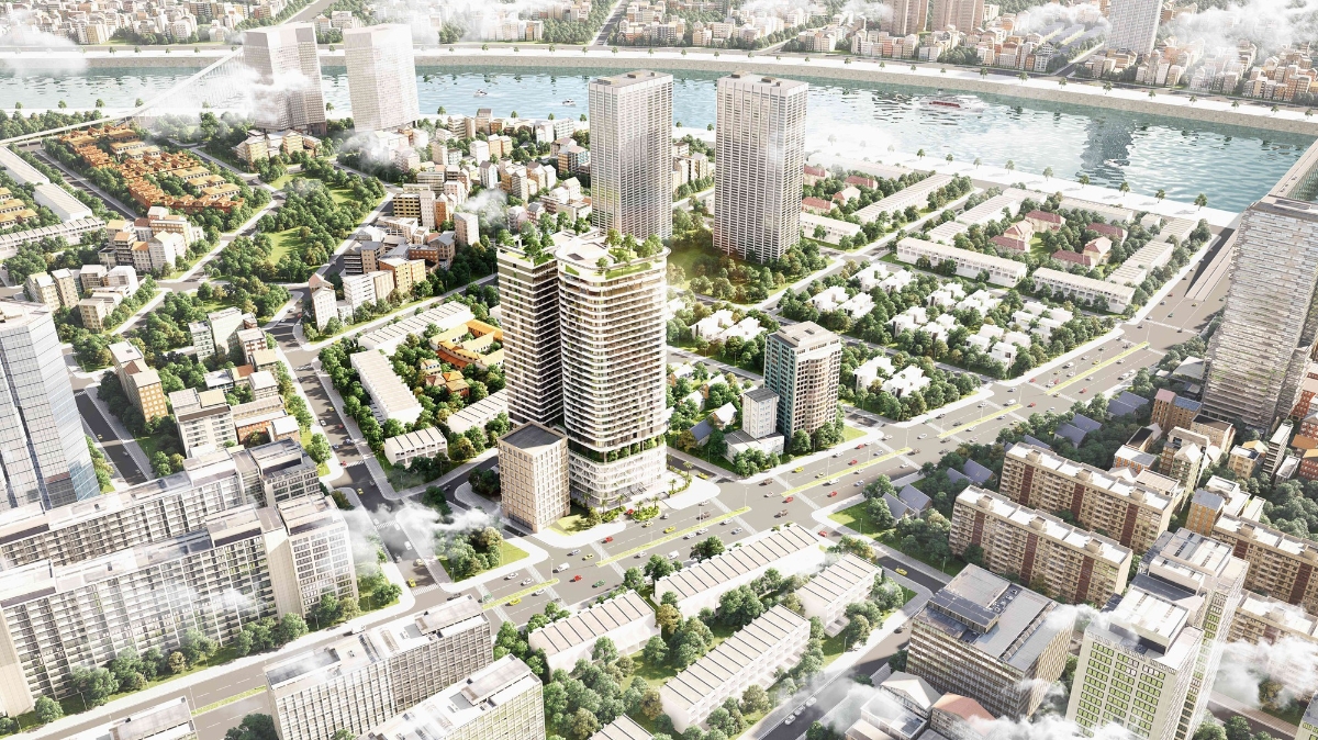 Dự án Manhattan Tower nằm ngay mặt đường Lê Văn Lương, Hà Nội.