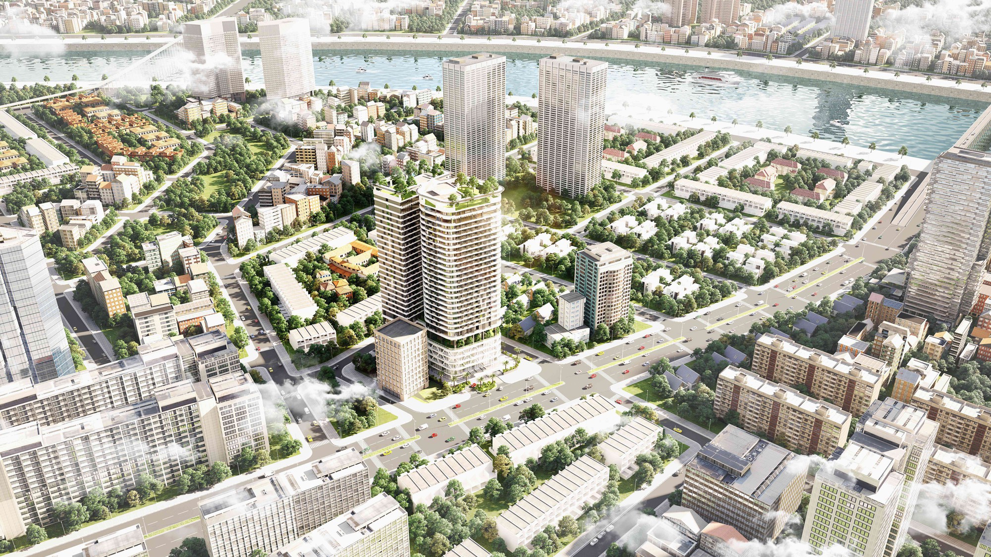 Dự án Manhattan Tower nằm ngay mặt đường Lê Văn Lương, Hà Nội.