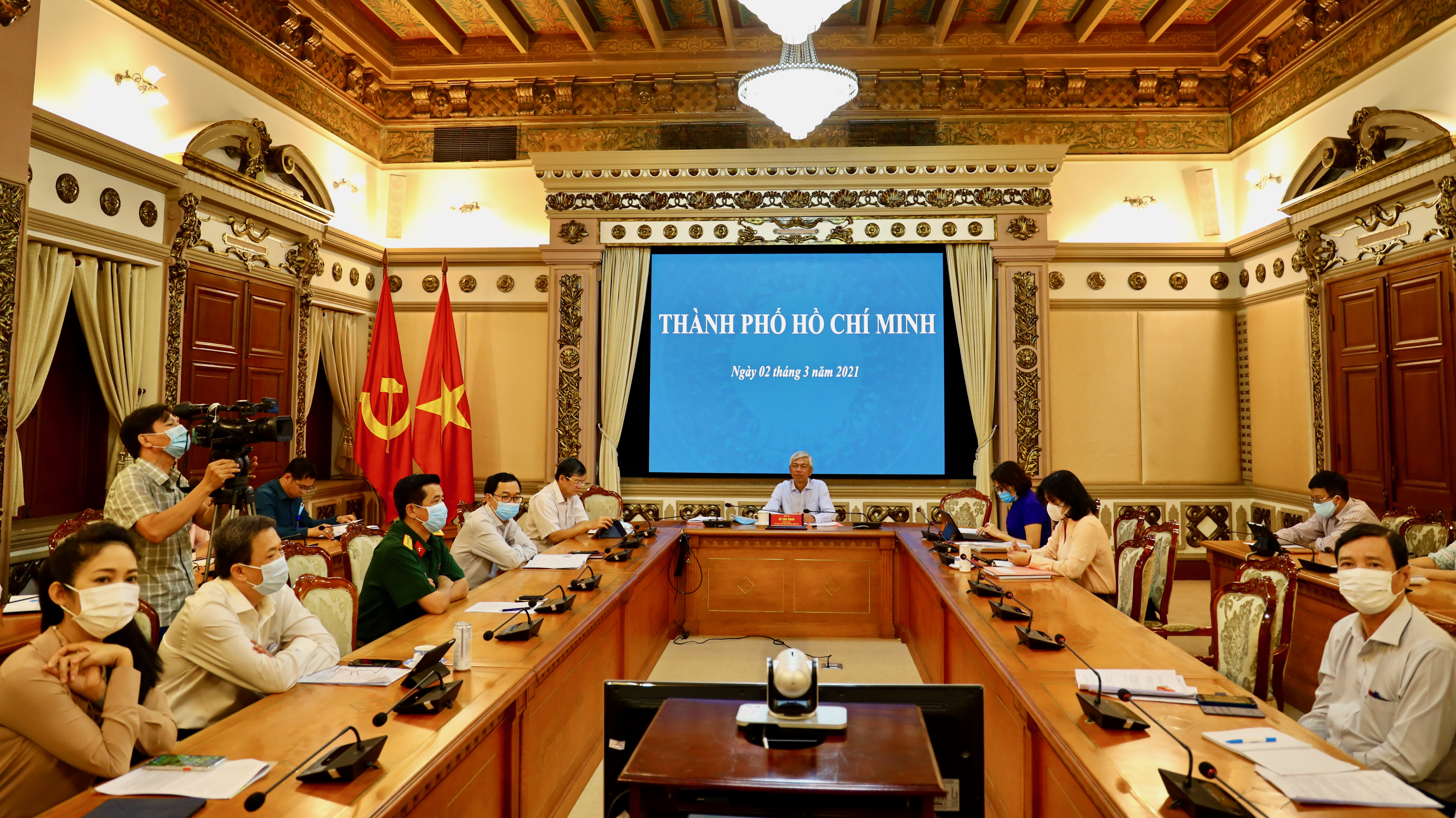 Phó Chủ tịch UBND Tp.HCM Võ Văn Hoan chủ trì họp trực tuyến Chính phủ thường kỳ tháng 2, sáng ngày 2/3/2021.