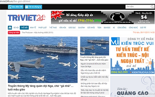 Giao diện trang thông tin điện tử Trí Việt 24h - Ảnh chụp màn hình.