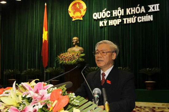 Chủ tịch Quốc hội Nguyễn Phú Trọng phát biểu bế mạc kỳ họp thứ 9, Quốc hội khóa 12.