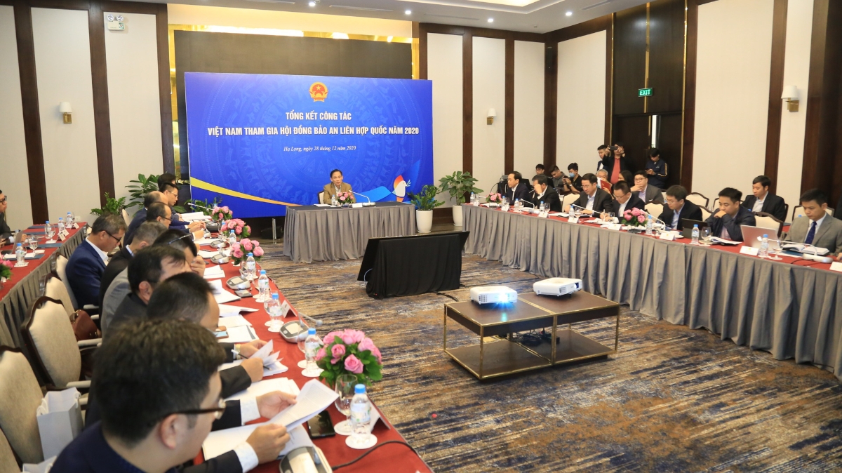 Cuộc họp của Tổ công tác Liên ngành về việc Việt Nam đảm nhận cương vị Ủy viên Không thường trực Hội đồng Bảo an Liên Hợp Quốc ngày 28/12 - Ảnh: Báo TGVN